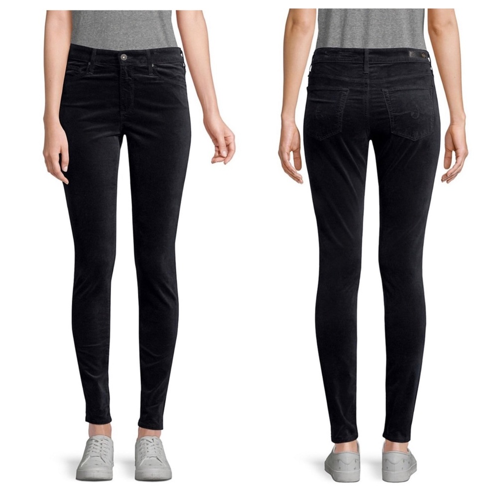 AG Adriano Goldschmied Farrah High-rise Black Velvet Skinny Pants